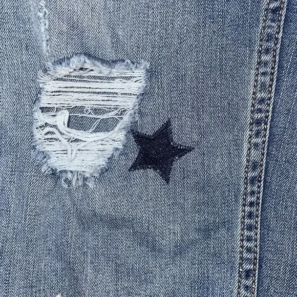 Anthropologie Level 99 Size 26 Star Embroidered Distressed Jeans - Picture 5 of 7